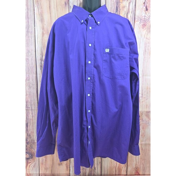 Cinch Mens Purple Button-Down Long Sleeve Shirt 3XL - Picture 1 of 8